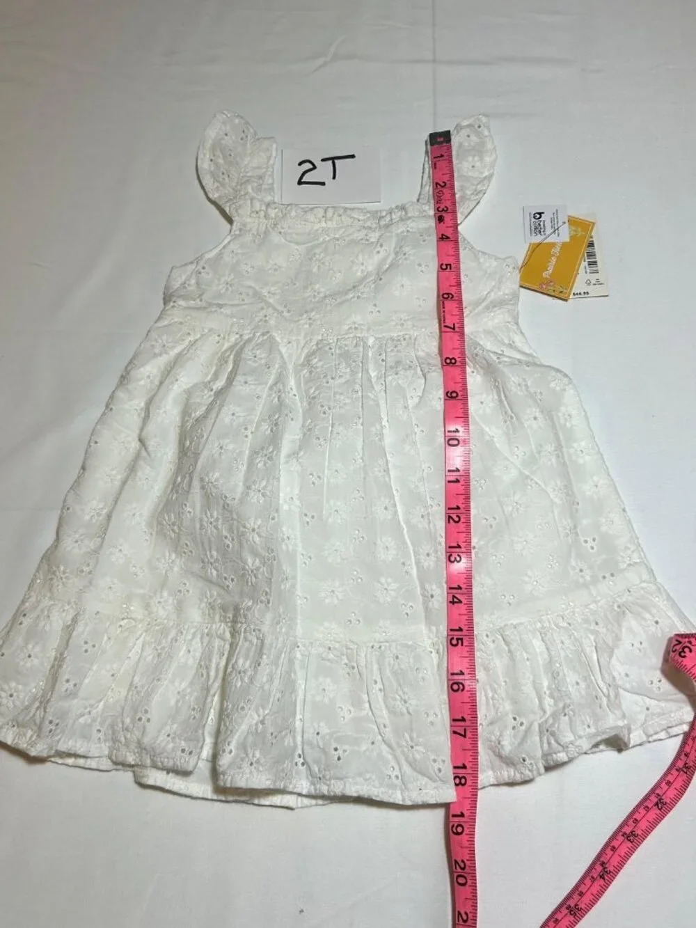 Gymboree Girls White Bunny's Tail Sleeveless Eyelit Flutter Dress Prairie Fields